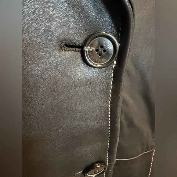 018. MK Women’s Black Leather Jacket GORGEOUS! Length 25” • M - Picture 6 of 10